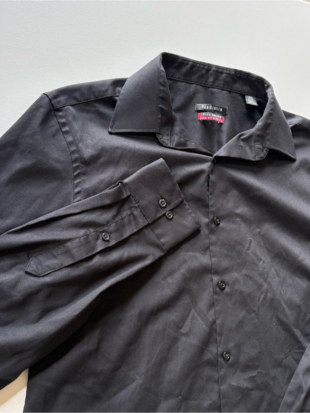 Van Heusen Men's Medium 15.5 34/35 Slim Fit-Stretch Flex Point Collar Button Up